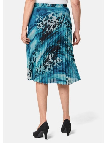 GOLDNER Plisseerock mit trageangenehmen Schlupfbund in türkis-gemustert