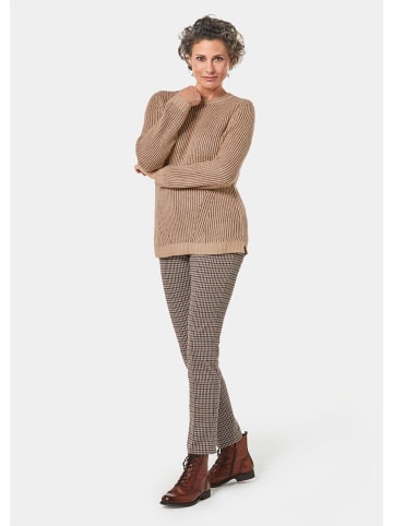 GOLDNER Kurzgröße:  Strickpullover mit Struktur, Glitzer in bisquit / stein