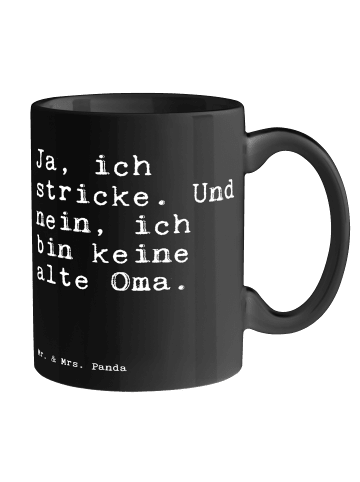 Mr. & Mrs. Panda Trinkbecher Ja, ich stricke. Und... mit Spruch in Schwarz