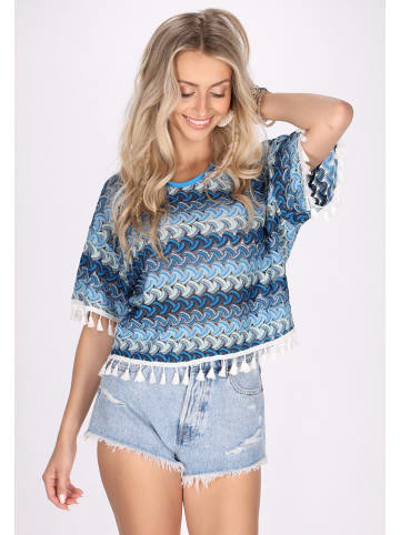 IZIA Damen Hoodie in Blau Mehrfarbig