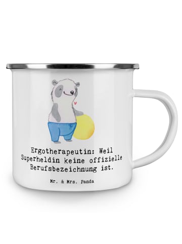Mr. & Mrs. Panda Becher Emaille Ergotherapeutin Superheldin mit ... in Weiß