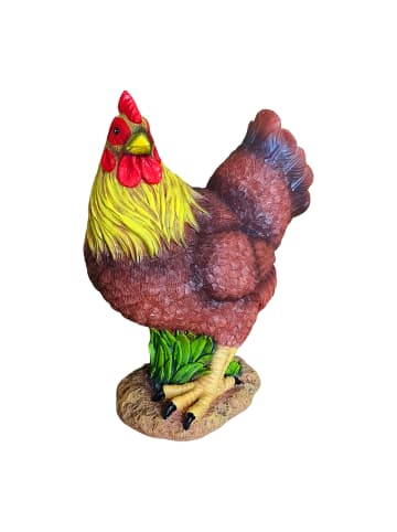 relaxdays Gartenfigur "Hahn" in Braun/ Gelb - (B)19 x (H)24 x (T)9 cm