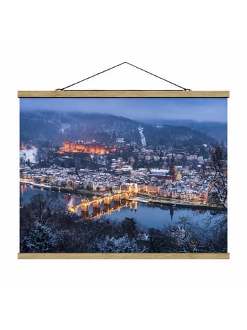 WALLART Stoffbild mit Posterleisten - Winterliches Heidelberg in Blau