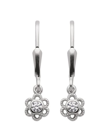 Adeliás 925 Silber Ohrringe / Ohrhänger Blüte mit Zirkonia Ø 5,8 mm in silber