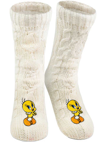 Looney Tunes  Looney Tunes Tweety Hüttensocken Strick Haussocken Kuschelsocken in weiß