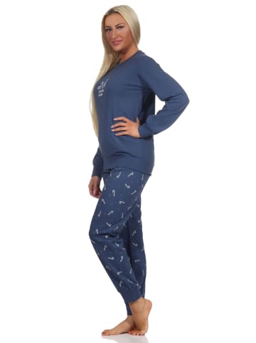 NORMANN Schlafanzug Weihnachten langarm Bündchen - 88723 in navy