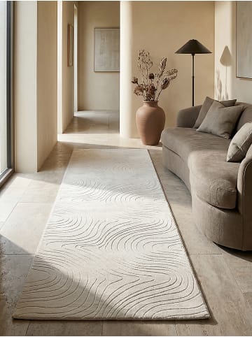KADIMA DESIGN Teppich Kurzflor Abstrakt rutschhemmend pflegeleicht Wohnzimmer Flur in Creme