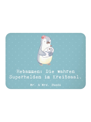 Mr. & Mrs. Panda Kühlschrankmagnet Hebamme Superhelden mit Spruch in Meeresbrise