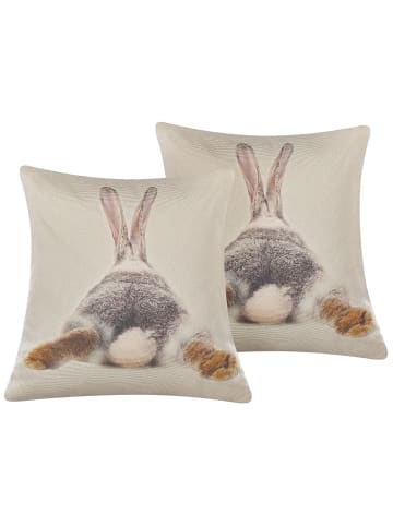 Beliani 2er-Set Dekokissen BUXUS in Grau/Beige/Braun