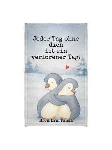 Mr. & Mrs. Panda Handtuch Pinguine Kuscheln Design mit Spruch in Weiß