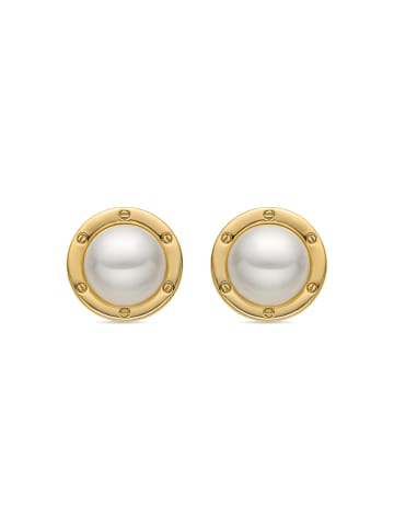 Luxenter Ohrringe mit weißer Perle, 18 Karat Gold-Finish – Ciada