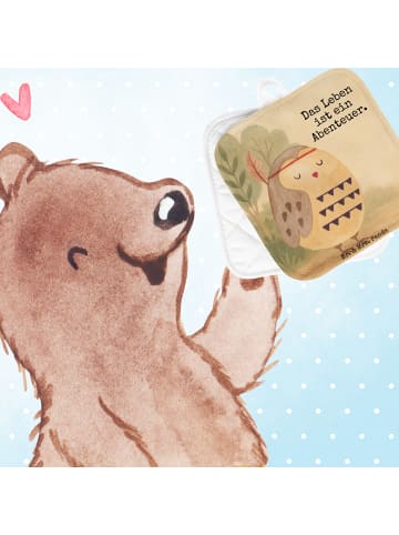 Mr. & Mrs. Panda Kochhandschuhe Eule Federschmuck Design mit Spruch in Weiß