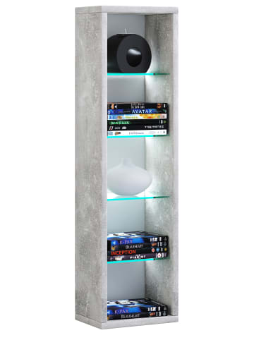 VCM  Holz CD DVD Stand Deko Regal Rasato L in Beton-Optik