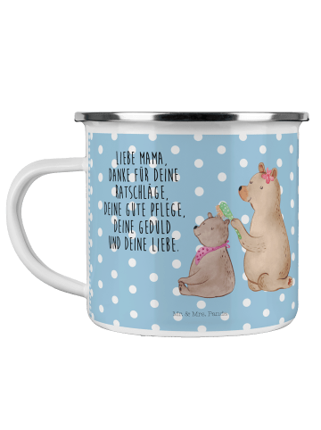Mr. & Mrs. Panda Tasse Emaille Bär Kind mit Spruch in Blau Pastell