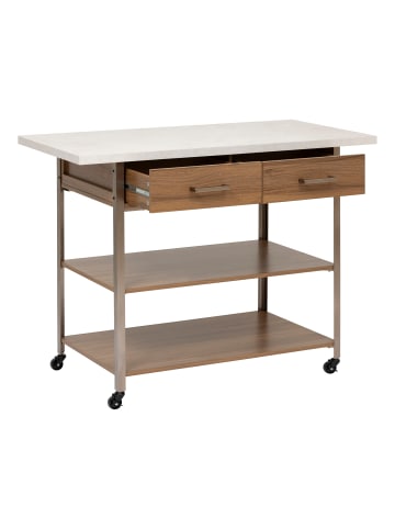 5five Simply Smart Mobiler Kücheninsel COME, 2 Schubladen in Braun, (B) 60 x (H) 120 x (L) 90 cm