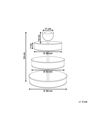 Beliani Tablett KOUIGN in Silber/Schwarz/Braun - (W) 38 x (H) 54 x (L) 38 cm