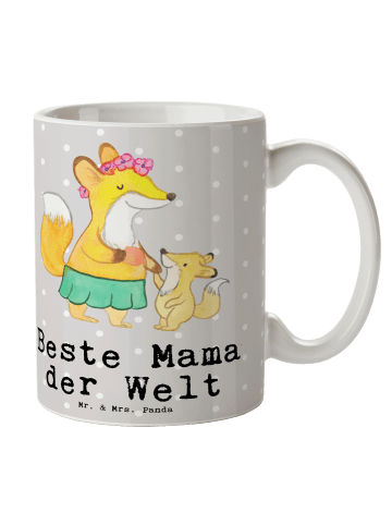 Mr. & Mrs. Panda Kaffeebecher Fuchs Beste Mama der Welt mit Spruch in Grau Pastell