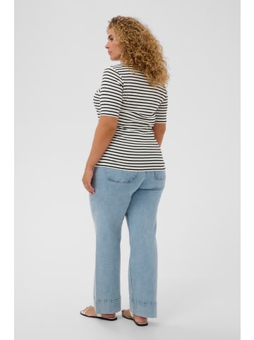KAFFE curve T-shirt KClia Regular fit in Chalk/deep black stripe flower