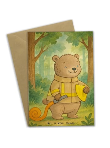 Mr. & Mrs. Panda Grußkarte Bär Freiwillige Feuerwehr Design ohne... in Weiß