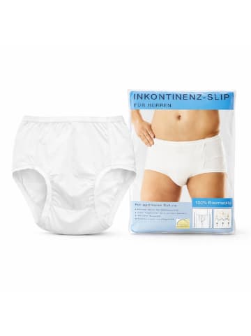 COFI 1453 1x Inkontinenz Unterwäsche Herren Waschbar Baumwolle Diskret Größe 6 in Weiß