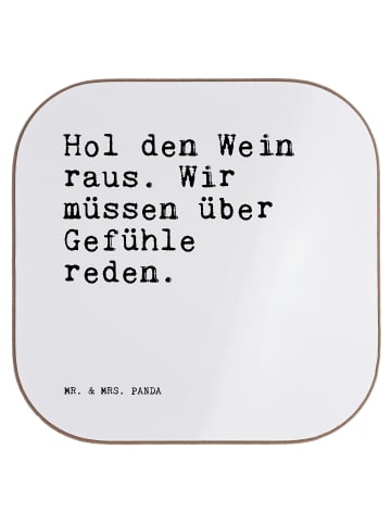 Mr. & Mrs. Panda Untersetzer Glas Hol den Wein raus.... mit Spruch in Weiß