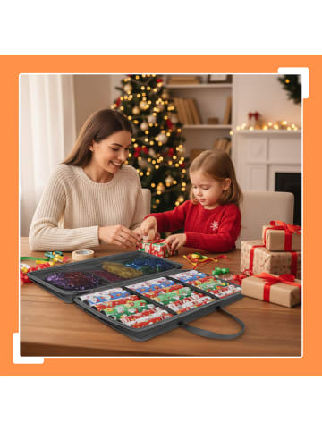 relaxdays Geschenkpapier Aufbewahrung in Grau - (B)82 x (H)34 x (T)13 cm