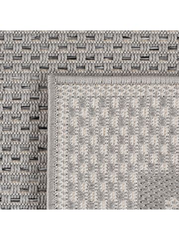KADIMA DESIGN Teppich Outdoor Flachgewebe Bordürenmuster Polypropylen Terrasse in Grau