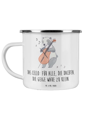 Mr. & Mrs. Panda Camping Emaille Tasse Zeichenllo Magie mit Spruch in Weiß