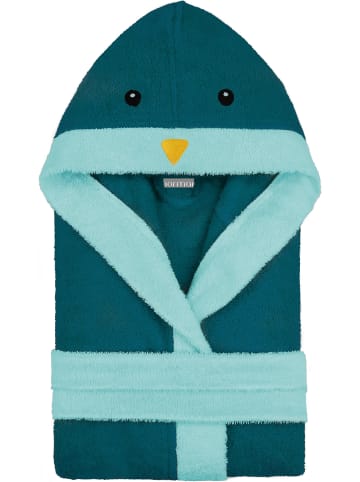normani Baby Bademantel 'Malia' aus Bio-Baumwolle in Blau / Pinguin