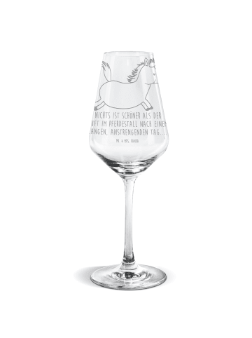 Mr. & Mrs. Panda Weinglas Pferd Springen mit Spruch in Transparent