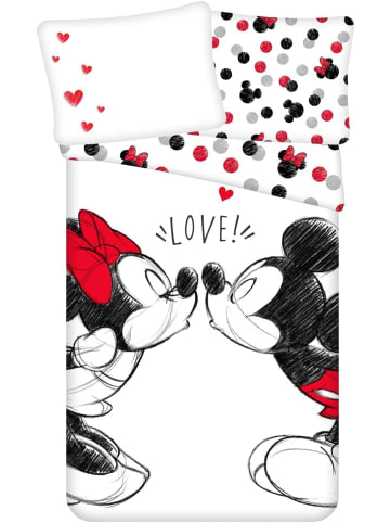 JERRY FABRICS Disney Minnie Maus in Love Partner Bettwäsche Micky 140x200 + 70x90 cm