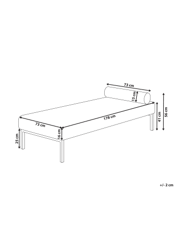 Beliani Chaiselongue CHINON in Weiß/Schwarz - (W) 178 x (H) 41 x (L) 73 cm