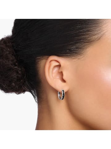 Thomas Sabo Creolen Schwarze Steine Pavé in silber, schwarz