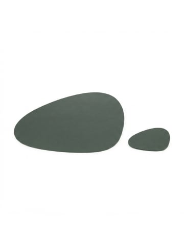 relaxdays 6-tlg. Platzdeckchen Set mit Untersetzern in Grau/ Grün