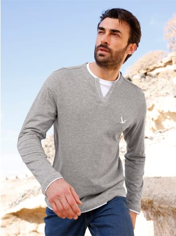 WITT WEIDEN Langarm-Shirt in grau-meliert + bordeaux