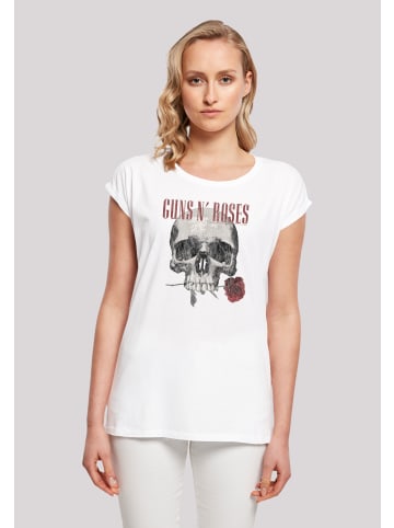 F4NT4STIC Short Sleeve T-Shirt Guns 'n' Roses Flower Skull Rock Musik Band in weiß