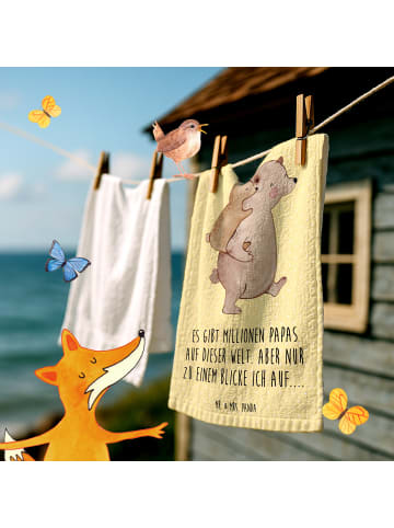 Mr. & Mrs. Panda Gästehandtücher Papa Bär mit Spruch in Gelb Pastell