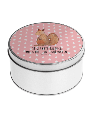 Mr. & Mrs. Panda Keksdose Einhorn Glauben mit Spruch in Rot Pastell