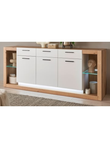 Furn.Design Sideboard weiß matt, Evoke Eiche, Kommode 198 x 83 cm