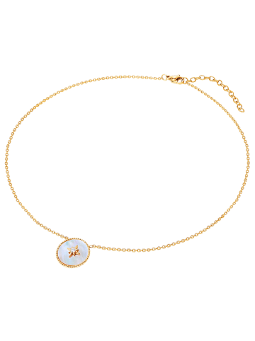 Valero Pearls Halskette Edelstahl Preciosa Perlmutt in gelbgold
