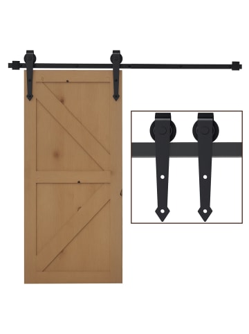 HOMCOM Schiebetüren-Beschlagsatz-200L x 4B x 1H cm-Schwarz