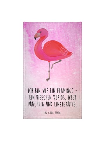 Mr. & Mrs. Panda Gästehandtuch Flamingo Classic mit Spruch in Aquarell Pink