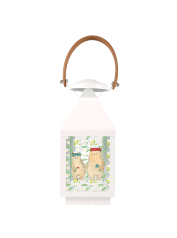 Mr. & Mrs. Panda Laterne Bären mit Blumenkranz ohne Spruch in Transparent