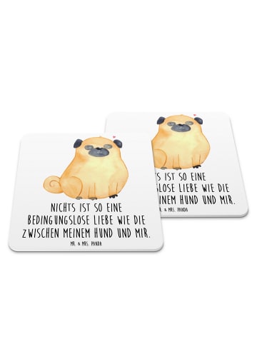 Mr. & Mrs. Panda Untersetzer für Gläser Mops mit Spruch in Weiß
