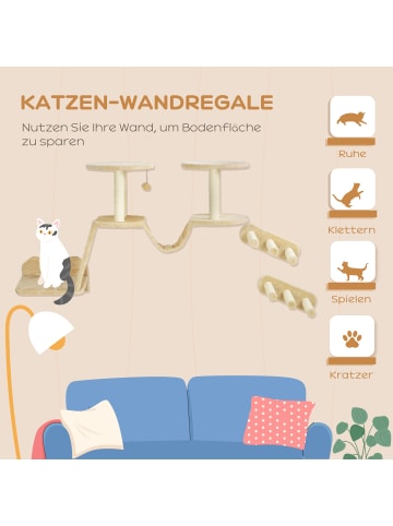 Pawhut Kletterwand Set Beige Spanplatte