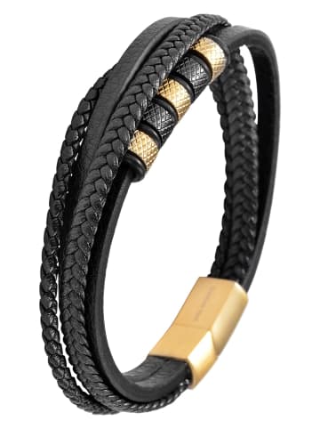 Adeliás Unisex Armband – Lederarmband aus Leder 19 cm in schwarz