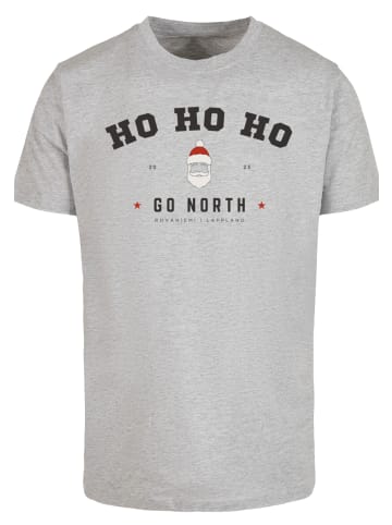 F4NT4STIC T-Shirt Ho Ho Ho Santa Claus Weihnachten in grau meliert