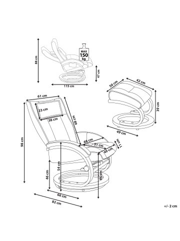 Beliani Massagestuhl MAJESTIC in Braun - (W) 68 x (H) 98 x (L) 82 cm