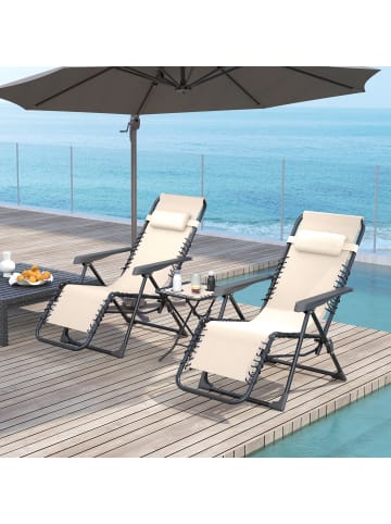 Outsunny Gartenliege Set 90L x 65B x 110H cm Beige