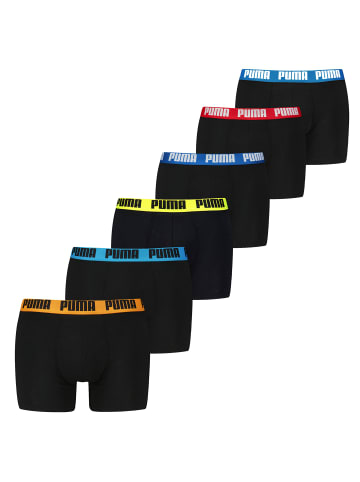 Puma Boxershort 6er Pack in Schwarz/Blau/Rot/Orange